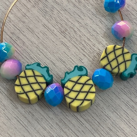 Colorful Pineapple Hoop Earrings - Picture 2 of 2